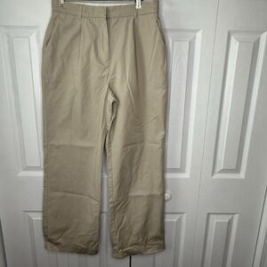 Brooks Brothers Women's Cuffed‎ Wide Leg  Pants M 10 Camel Tan High Rise Cotton